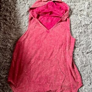 Pink sporty athletic Summer athleisure comfy coverup gym hooded tank Tunic